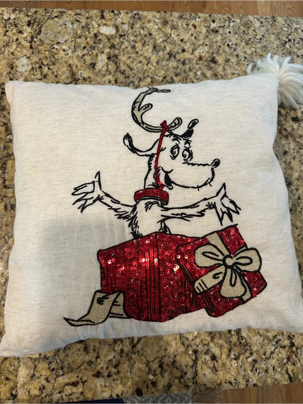 POTTERY BARN TEEN GRINCH MAX SEQUIN PILLOW COVER